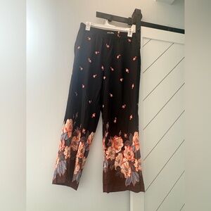 Anthropologie Black Pants with Floral Accents